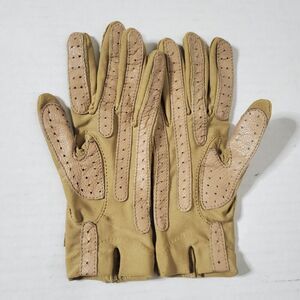 Vintage Aris Isotoner Gloves Grip Touch Antron Nylon Spandex Tan Womens